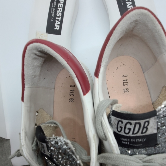 Golden Goose Superstars Size 39 Silver Glitter NIB - Picture 6 of 9